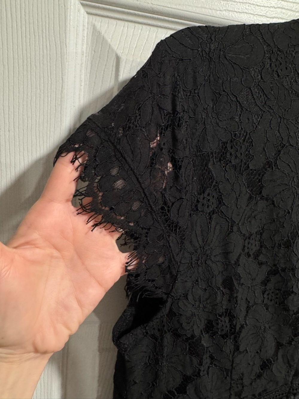 H&M Black Lace Midi Dress with Cap Sleeves - Picture 3 of 4